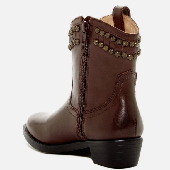 Frye Big Kids Diana Cut Stud Brown Leather Western Boots - Picture 3 of 3